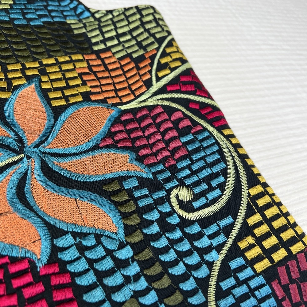 Vintage Chico's Colorful Embroidered Floral Vest bohemian Boho Festive - Picture 4 of 8